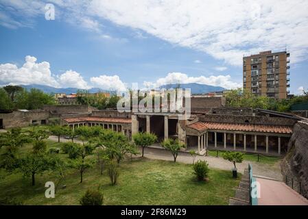 Torre Annunziata. Italy. Archaeological site of Oplontis (Villa di Poppea / Villa Poppaea / Villa A). Exterior view showing the main entrance. Stock Photo