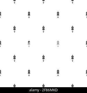 Seamless pattern with rocket ship silhouette on white background. Flat ornament. Vector illustration with flying rocket. Space travel, fantasy. Creati Stock Vector