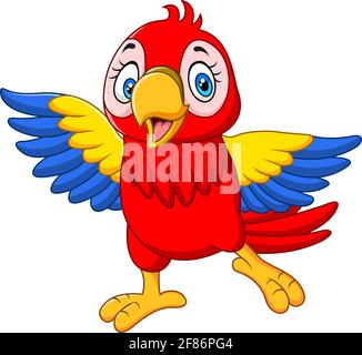 Cartoon funny baby macaw on white background Stock Vector