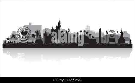 Anaheim California city skyline vector silhouette illustration Stock Vector