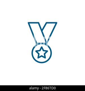 Medal Line Blue Icon On White Background. Blue Flat Style Vector Illustration. Stock Vector