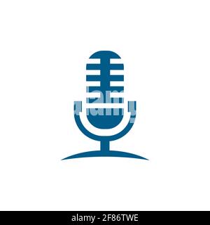Microphone Blue Icon On White Background. Blue Flat Style Vector Illustration. Stock Vector