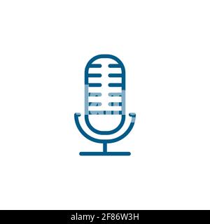 Microphone Line Blue Icon On White Background. Blue Flat Style Vector Illustration. Stock Vector