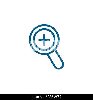 Magnifying Glass Plus Line Blue Icon On White Background. Blue Flat Style Vector Illustration. Stock Vector