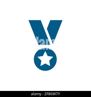 Medal Blue Icon On White Background. Blue Flat Style Vector Illustration. Stock Vector