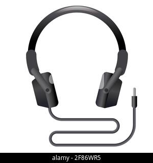 Illustration of the icon of headphones wired gadget on the white background Stock Vector
