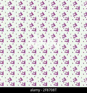 seamless pattern of sewing machines in purple color. 13 June worlds sewing machines day. craft vector background Stock Vector