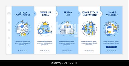 Self-development tips onboarding vector template Stock Vector