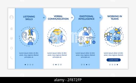 Interpersonal skill self assessment types onboarding vector template Stock Vector