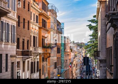 Italy, Rome, buildings along Via delle Quattro Fontane street in historic city center Stock Photo