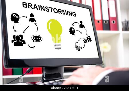 Brainstorming concept shown on a computer screen Stock Photo