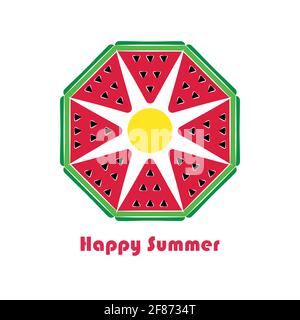 a slice of watermelon in the form of many triangular polygon. vector. summer Stock Vector