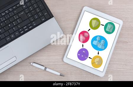 Project management concept shown on a digital tablet Stock Photo