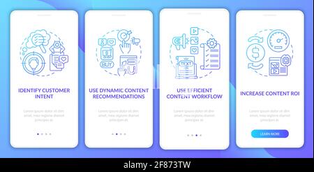 Smart content tips navy onboarding mobile app page screen with concepts Stock Vector