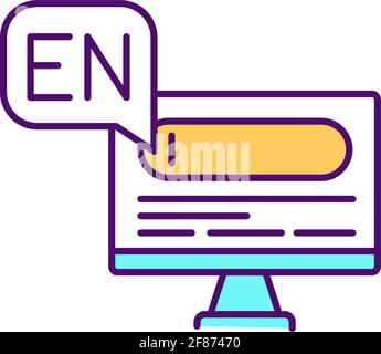 Language optimization for online service RGB color icon Stock Vector