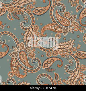 Paisley Floral oriental ethnic Pattern. Seamless Vector Ornament. Damask fabric patterns. Stock Vector