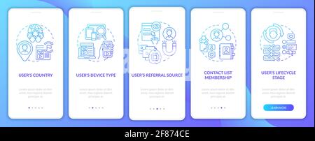 Smart rules criteria navy onboarding mobile app page screen with concepts Stock Vector