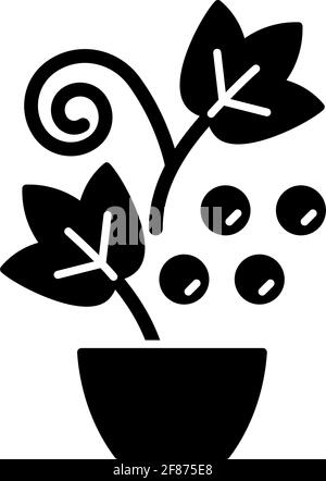 Berry shrubs and vines black glyph icon Stock Vector