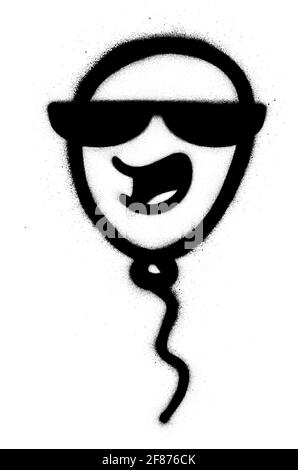 graffiti balloon character sprayed in black over white Stock Vector