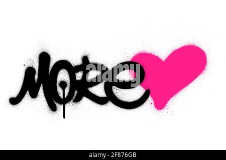 graffiti more love text sprayed over white Stock Vector