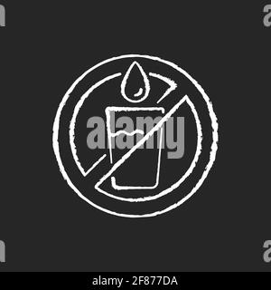 Not drinking water chalk white icon on black background Stock Vector