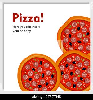 Pizza poster. Menu for pizzeria template. Vector illustration. Italian pizza. Stock Vector