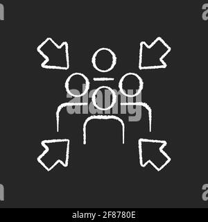 Assembly point chalk white icon on black background Stock Vector