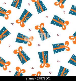 Seamless pattern with gift box.Perfect for wrapping paper and fabric. Vector illustration design elements. Stock Vector