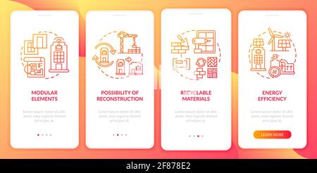 Future workplace building onboarding mobile app page screen with concepts Stock Vector