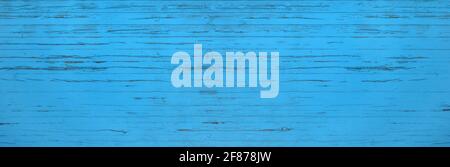 Blue weathered wooden wall - panoramic background Stock Photo