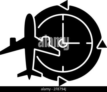 Jet lag black glyph icon Stock Vector