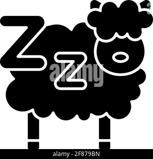 Counting sheeps black glyph icon Stock Vector