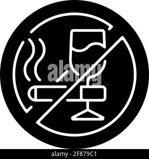 No alcohol and cigarettes black glyph icon Stock Vector