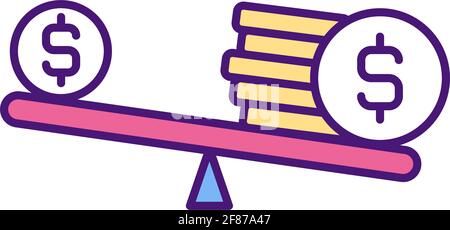 Salary imbalances RGB color icon Stock Vector