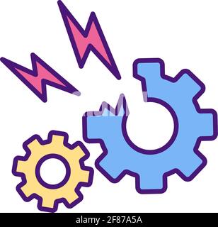 Faulty equipment RGB color icon Stock Vector