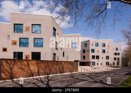 building of the school campus Bildungslandschaft Altstadt Nord (BAN) near the Klingelpuetz park, architect Gernot Schulz, Cologne, Germany  Gebaeude d Stock Photo