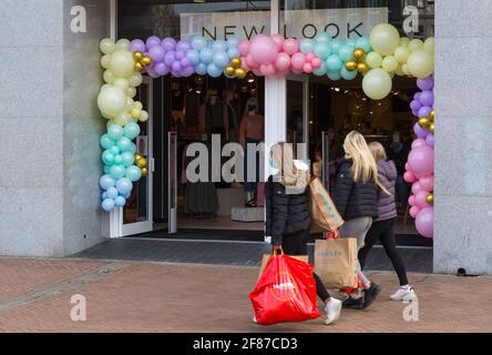 Bournemouth, Dorset, UK. 12th Apr, 2021. Bournemouth re-opens with the easing of Covid-19 restrictions, as non-essential shops are among those to reopen. A new day a New Look! Credit: Carolyn Jenkins/Alamy Live News Stock Photo
