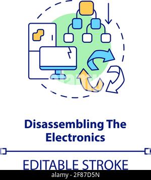 Disassembling electronics concept icon Stock Vector