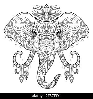 Drawing Elephant For Coloring Book For Adult Or Other Decorations Black And White Vector Illustration Stock Vector Image Art Alamy