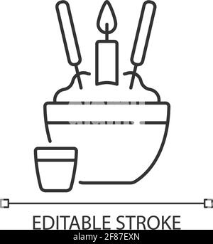 Rice bowl linear icon Stock Vector