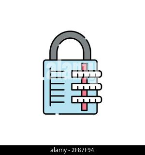 Combination lock olor line icon. Pictogram for web page, mobile app, promo. UI UX GUI design element. Editable stroke. Stock Vector