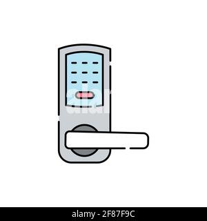 Combination lock olor line icon. Pictogram for web page, mobile app, promo. UI UX GUI design element. Editable stroke. Stock Vector