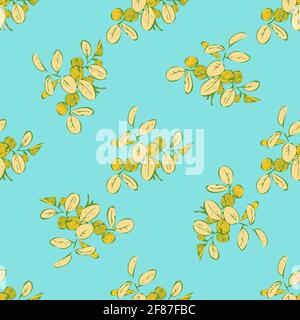 Branches with leaves drawing, colorful foliage seamless pattern abstract background wallpaper vector. Line art botanical illustration for graphic desi Stock Vector