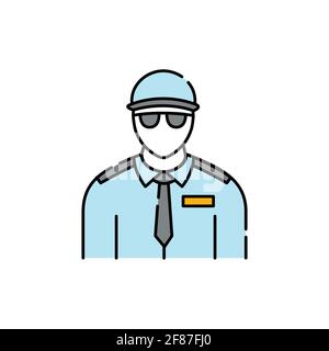 Security guard olor line icon. Pictogram for web page, mobile app, promo. UI UX GUI design element. Editable stroke. Stock Vector