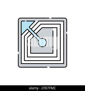 RFID tag olor line icon. Pictogram for web page, mobile app, promo. UI UX GUI design element. Editable stroke. Stock Vector
