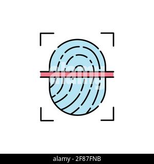 Fingerprint scan olor line icon. Pictogram for web page, mobile app, promo. UI UX GUI design element. Editable stroke. Stock Vector