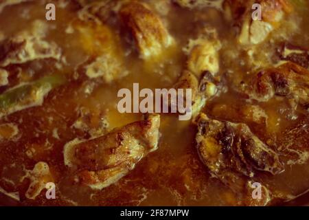 Close-up of paella being cooked. Valencia, Spain Stock Photo