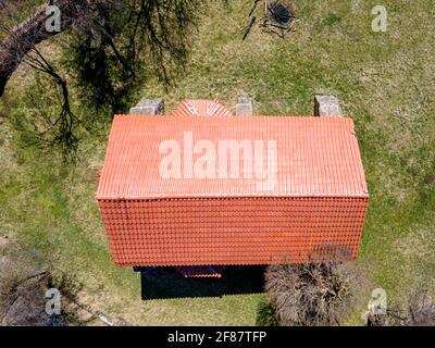 Aerial view of church of Saint Simeon Stylites at Egalnitsa village, Pernik Region, Bulgaria Stock Photo