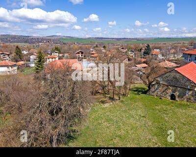 Aerial view of church of Saint Simeon Stylites at Egalnitsa village, Pernik Region, Bulgaria Stock Photo