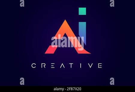 AI Logo Letter Design with Modern Creative Concept and Orange Blue Colors Vector Illustration Stock Vector